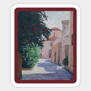 Rhodes Old Town Oil painting Sticker